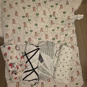 Aiden Anais Burts Bees Cozy Baby Blanket Swaddle Bundle